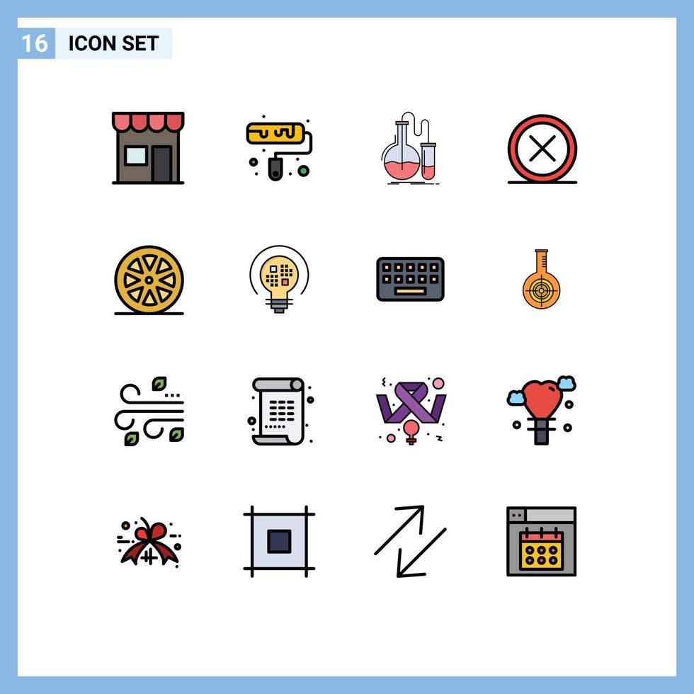 16 Flat Color Filled Line concept for Websites Mobile and Apps remove delete analysis close test Editable Creative Vector Design Elements