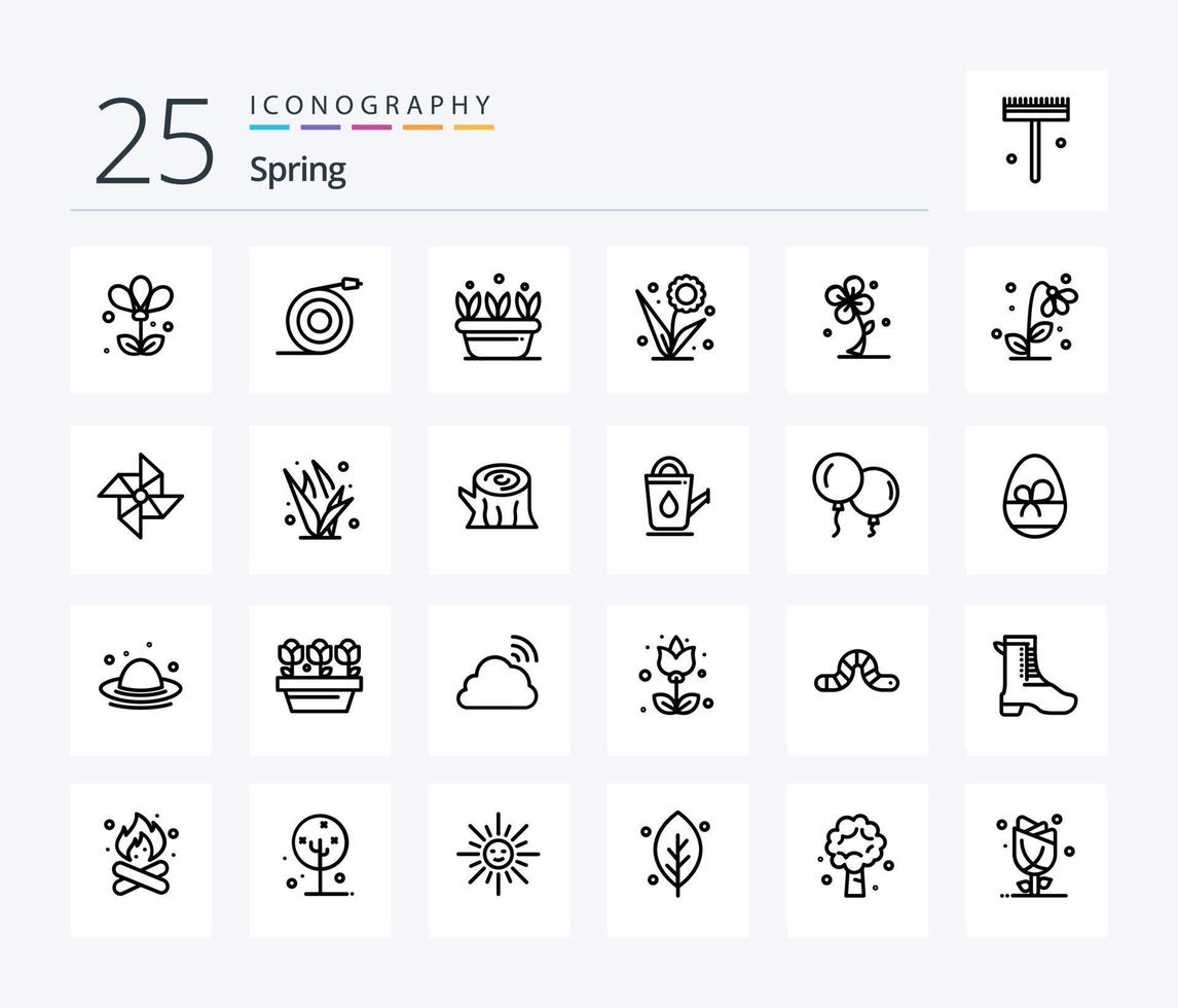 Spring 25 Line icon pack including spring. nature. growth. flower. flora vector