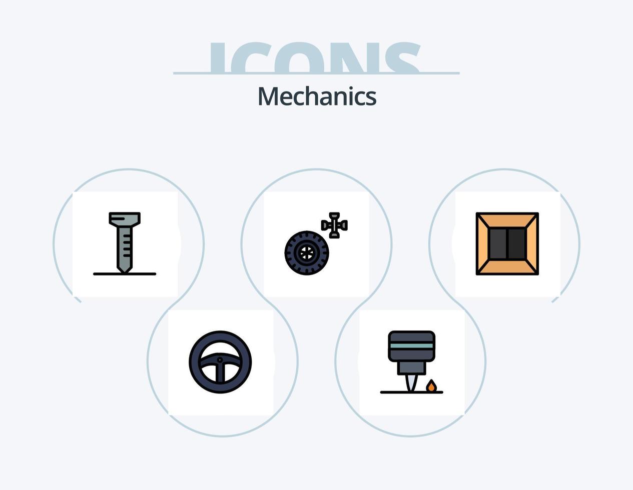 mecánica línea lleno icono paquete 5 5 icono diseño. . admirador. . ajuste vector