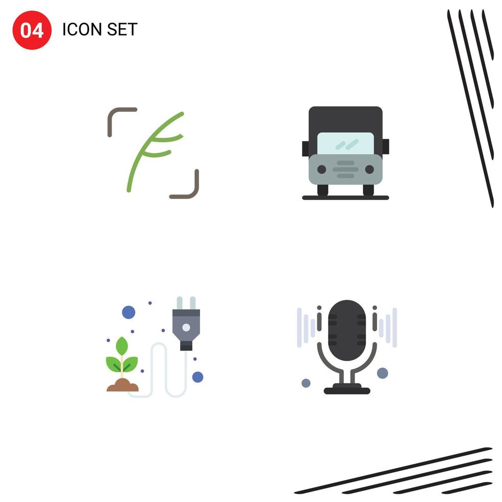 4 Universal Flat Icons Set for Web and Mobile Applications twitter electricity social truck herb Editable Vector Design Elements
