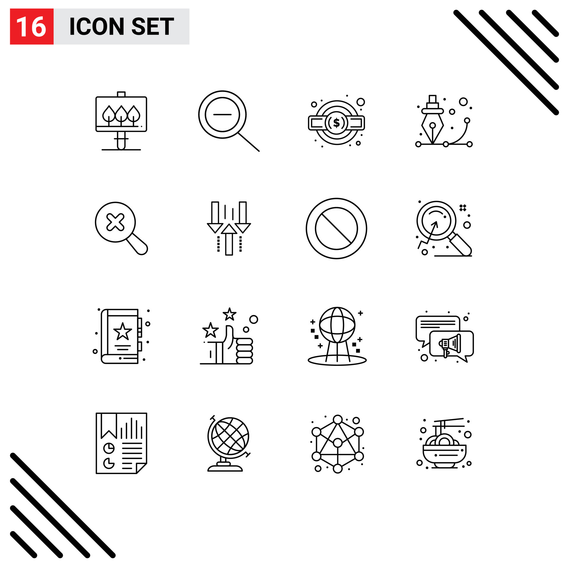 outline-pack-of-16-universal-symbols-of-arrow-search-service-legal-in