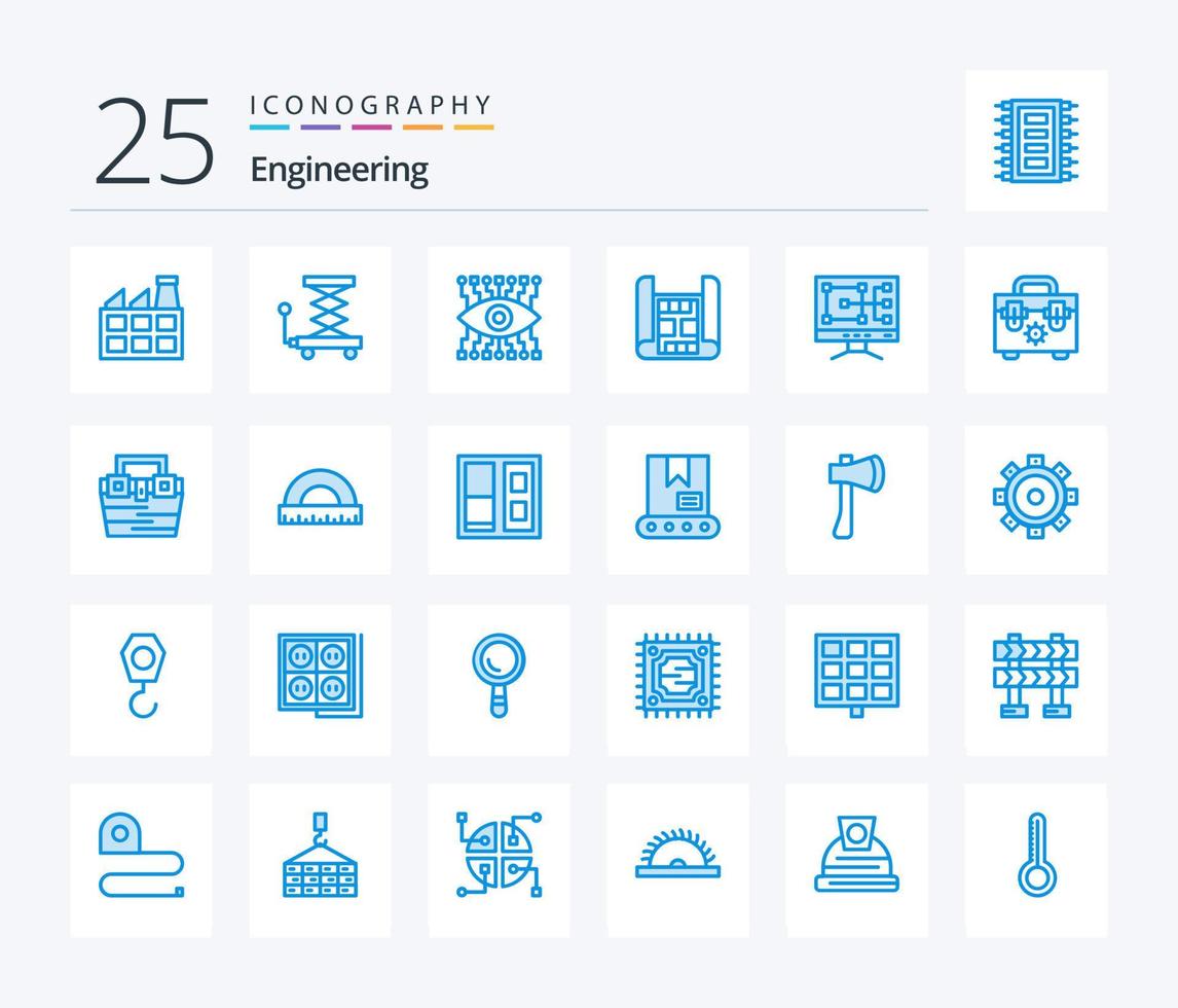Engineering 25 Blue Color icon pack including construction. repair. watch. construction. building vector