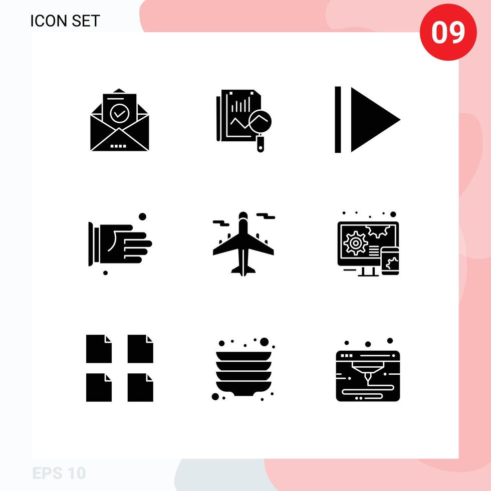 Stock Vector Icon Pack of 9 Line Signs and Symbols for adaptive transport play plane office Editable Vector Design Elements