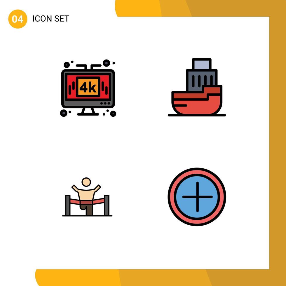 Stock Vector Icon Pack of 4 Line Signs and Symbols for computer transfer technology logistic business Editable Vector Design Elements