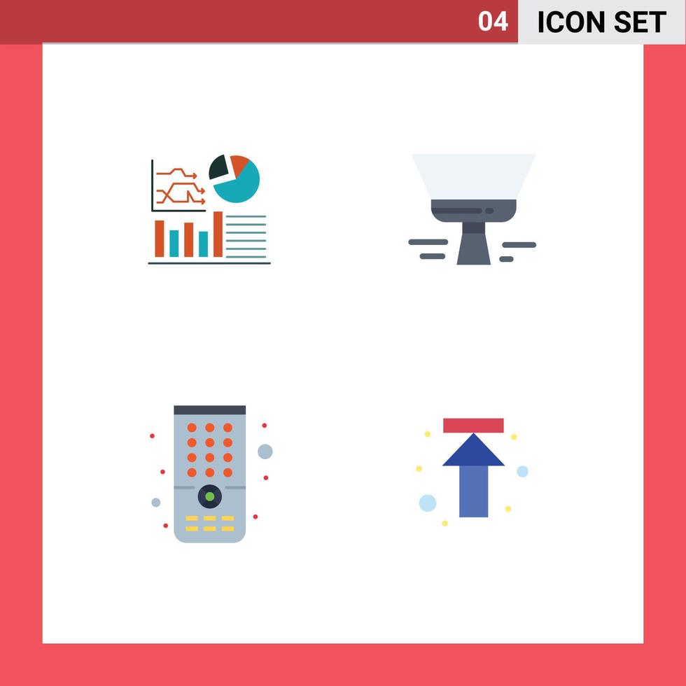 plano icono paquete de 4 4 universal símbolos de grafico remoto negocio pintar cepillo flecha editable vector diseño elementos