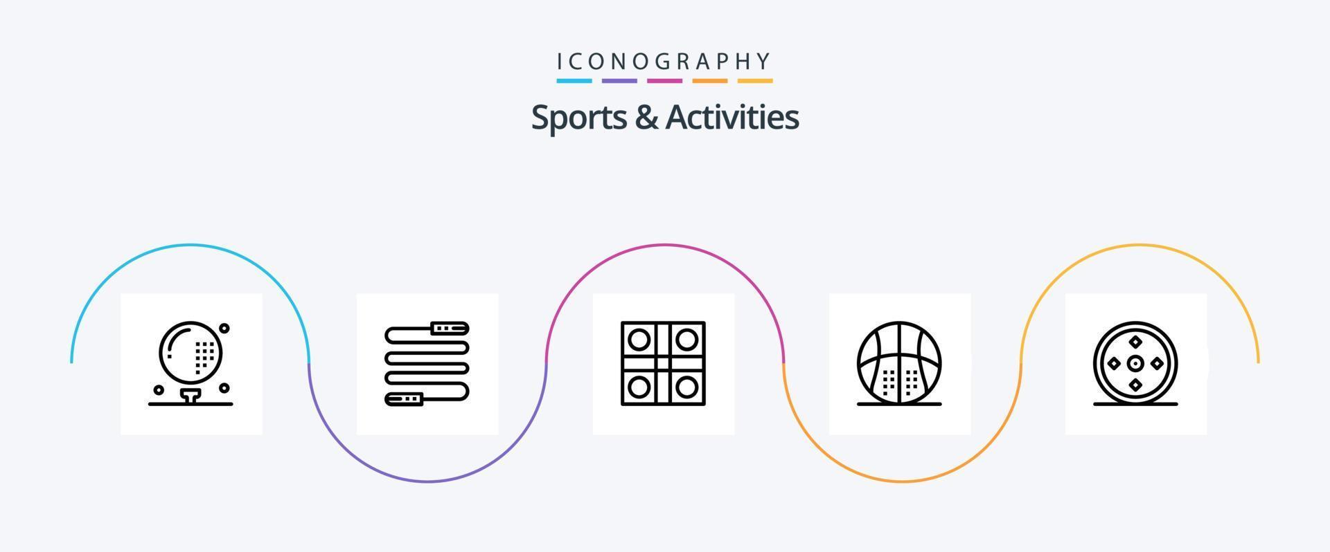 Sports and Activities Line 5 Icon Pack Including game. athletics. sports. activities. ludo game vector