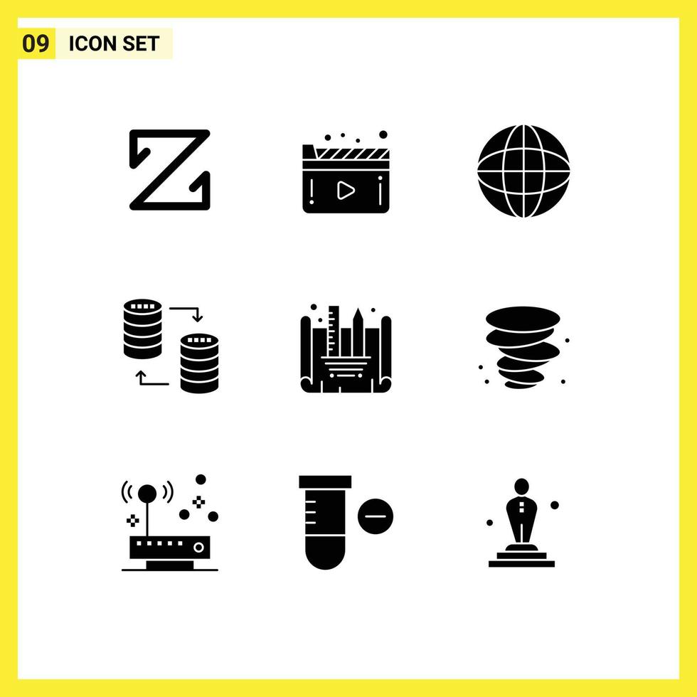 9 Universal Solid Glyph Signs Symbols of blueprint designing storage ...