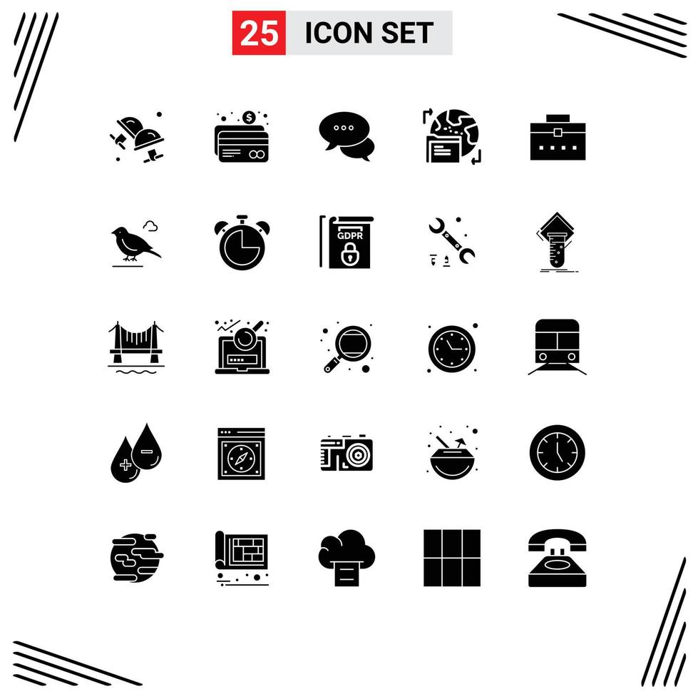 Stock Vector Icon Pack of 25 Line Signs and Symbols for worker bag data bubble folder gdpr Editable Vector Design Elements