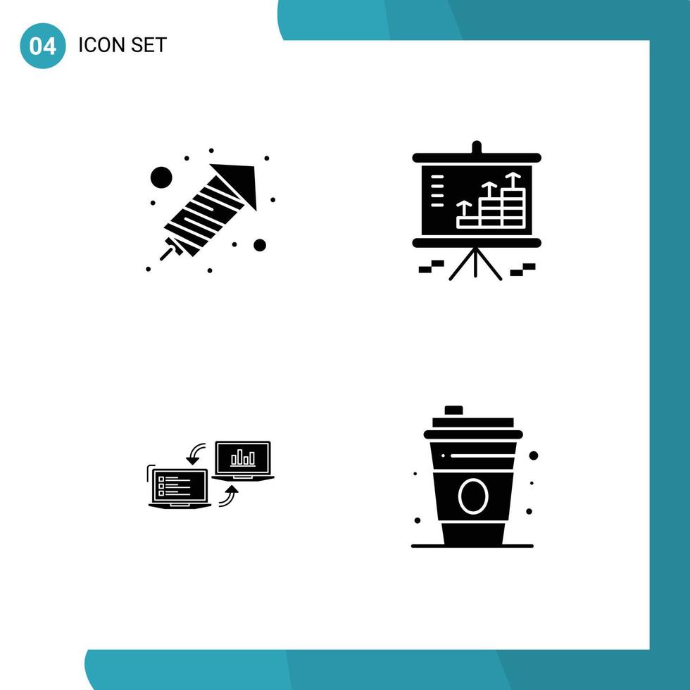 Mobile Interface Solid Glyph Set of Pictograms of rocket business analysis graph connection Editable Vector Design Elements