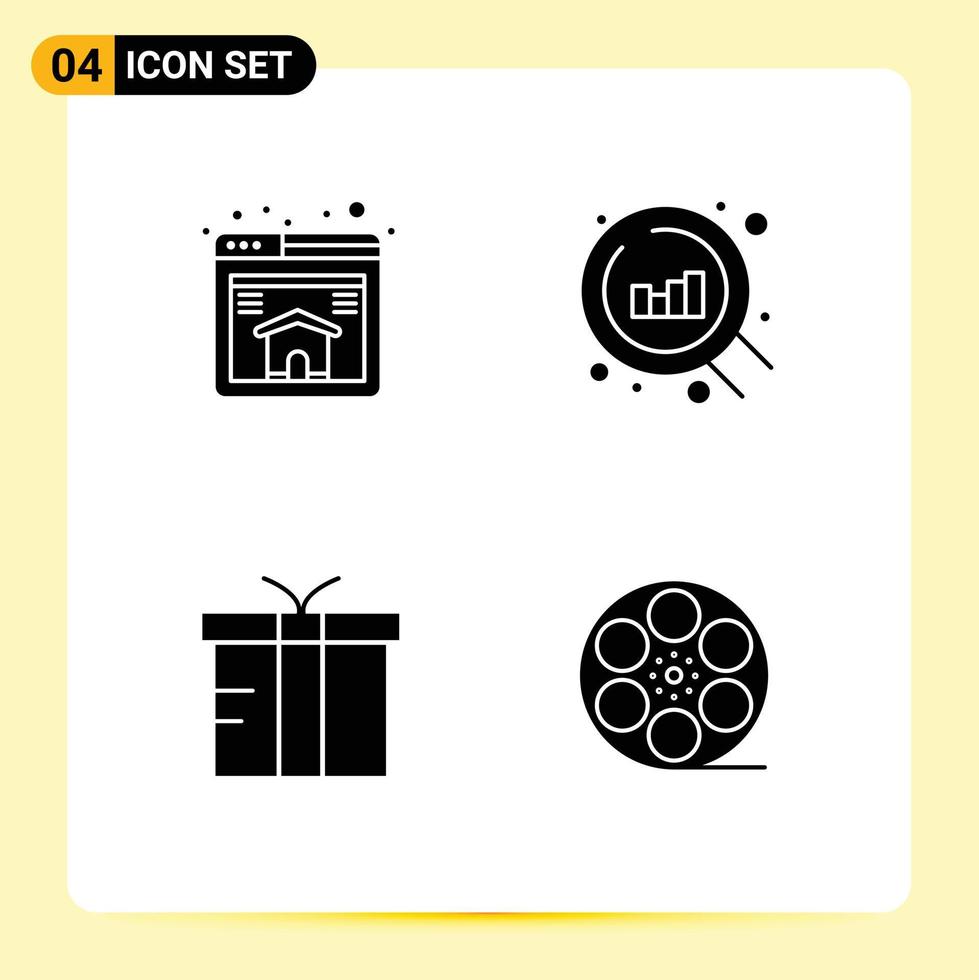 Modern Set of Solid Glyphs Pictograph of home global web box play Editable Vector Design Elements