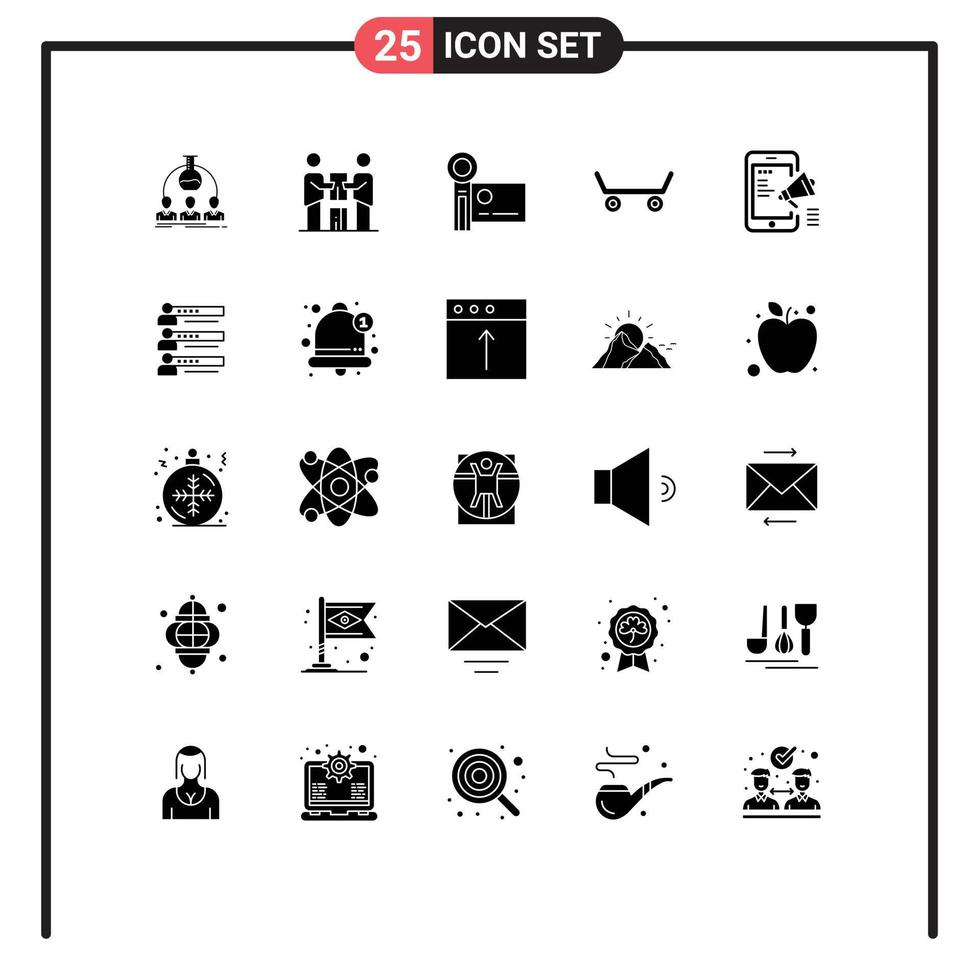 25 Creative Icons Modern Signs and Symbols of advertisement skateboard partnership video camera handycam Editable Vector Design Elements