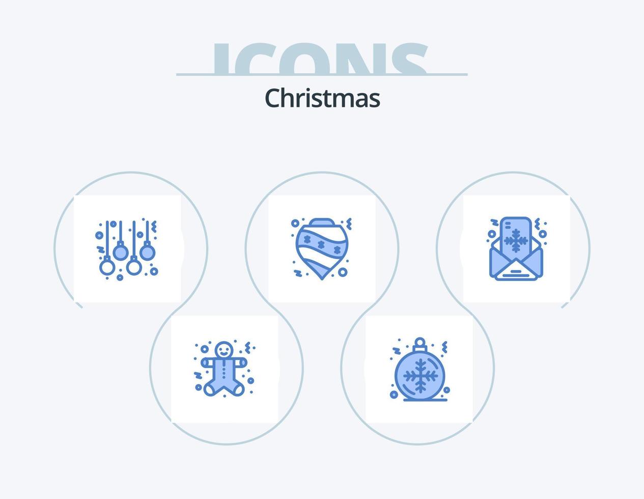 Christmas Blue Icon Pack 5 Icon Design. mail. decoration. accessories. christmas. balls vector