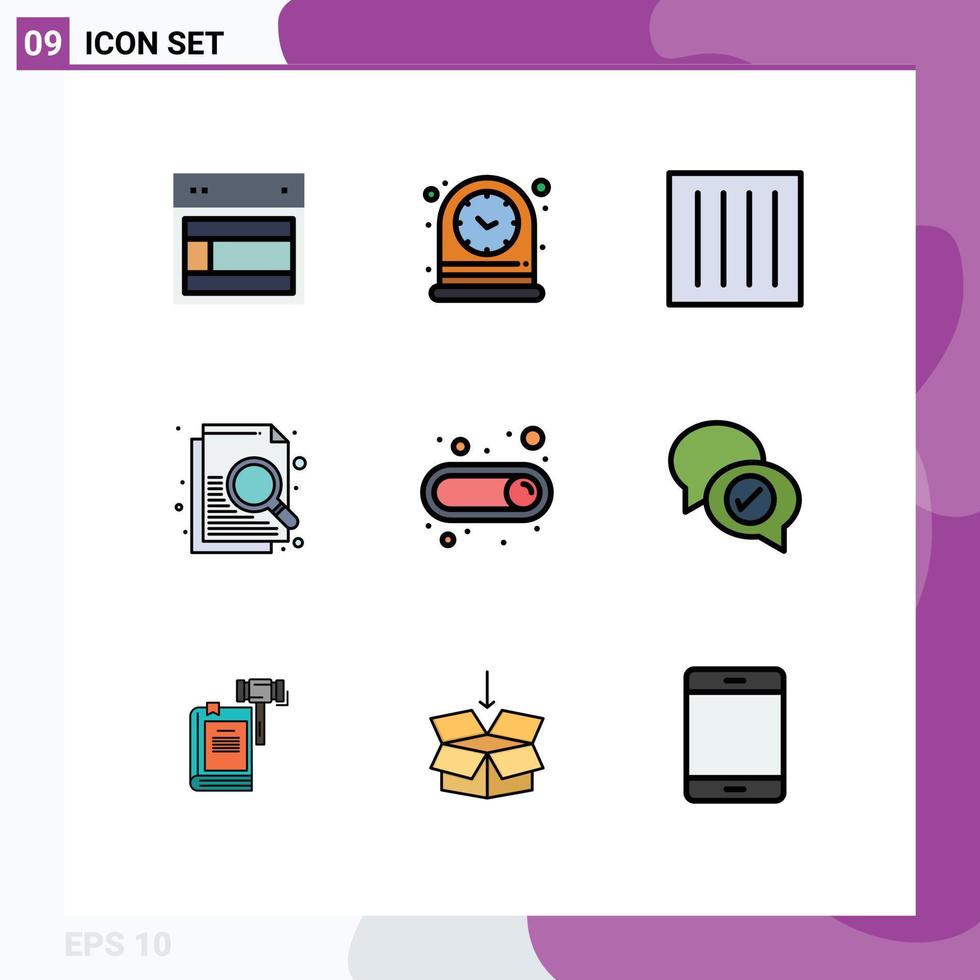 Filledline Flat Color Pack of 9 Universal Symbols of on file watch document dry Editable Vector Design Elements