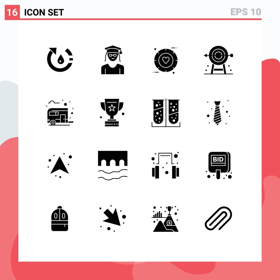 Pictogram Set of 16 Simple Solid Glyphs of strategy goal woman corporate wedding Editable Vector Design Elements