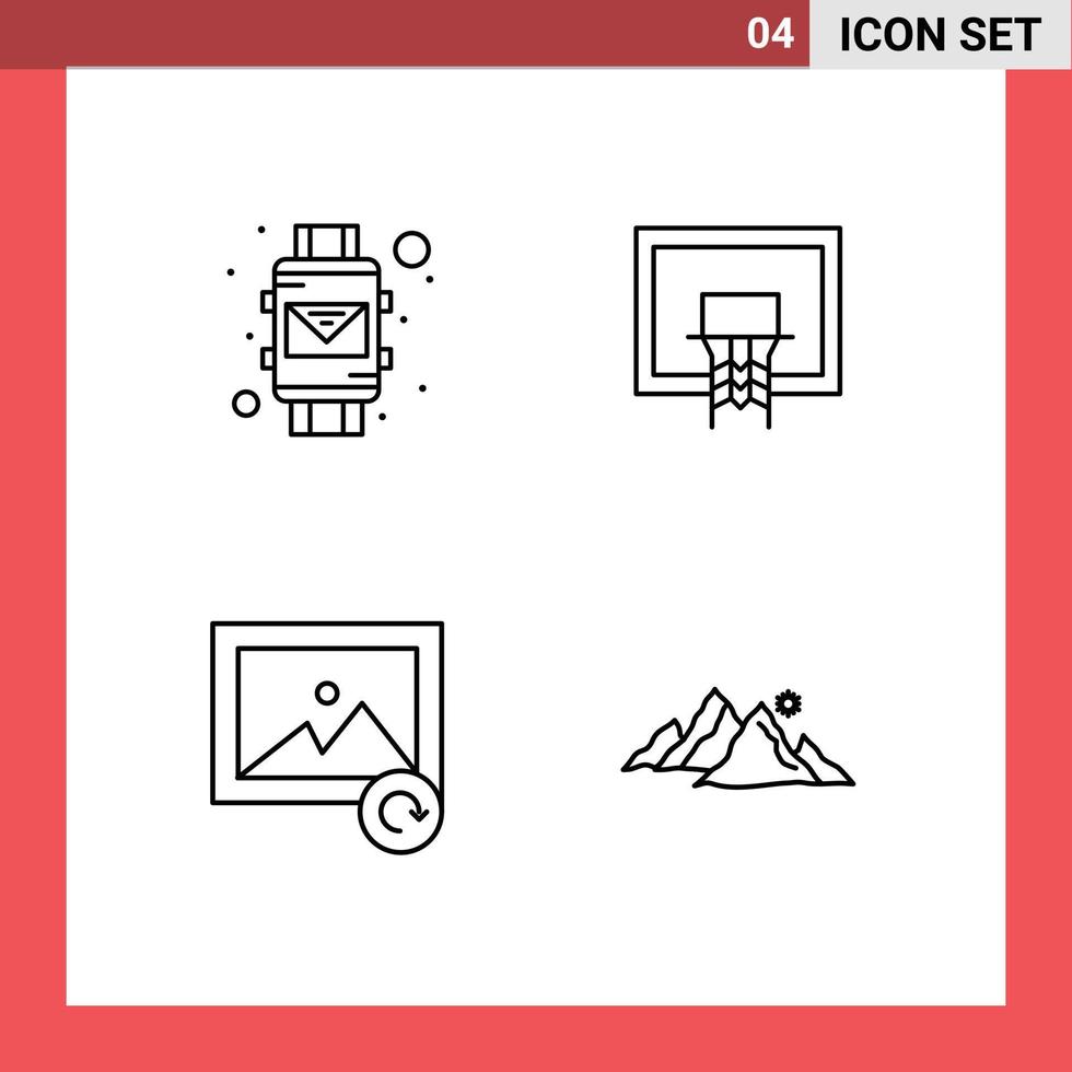 4 Thematic Vector Filledline Flat Colors and Editable Symbols of email image smart watch court reload Editable Vector Design Elements