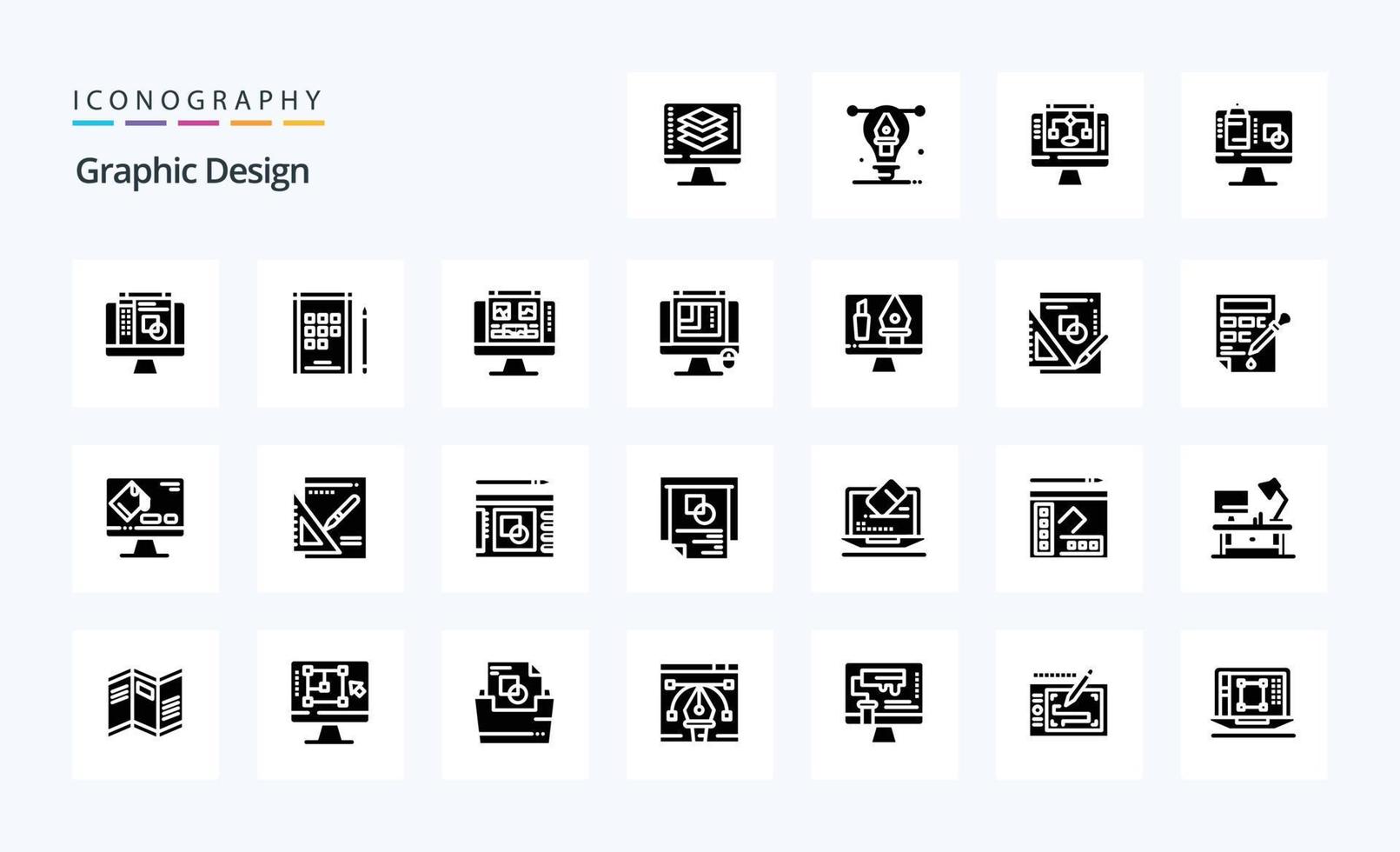 25 Graphic Design Solid Glyph icon pack vector