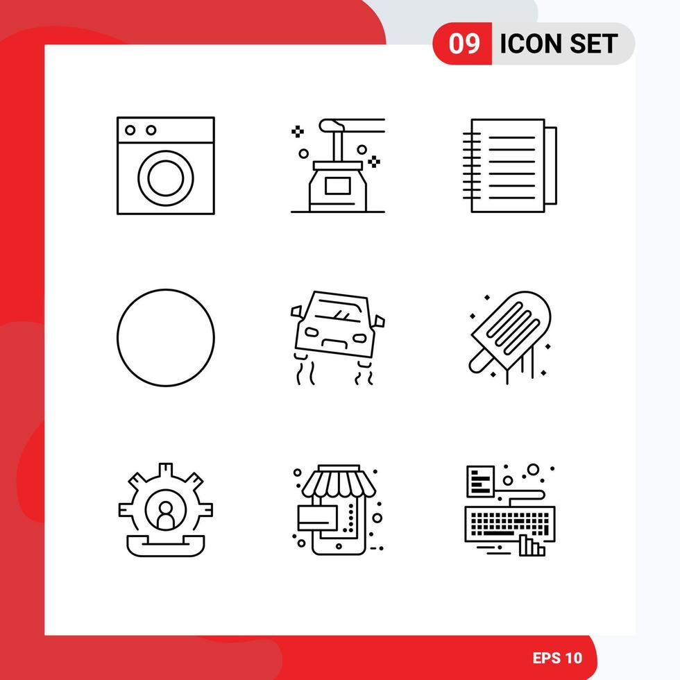 9 Creative Icons Modern Signs and Symbols of car round spa circle office Editable Vector Design Elements