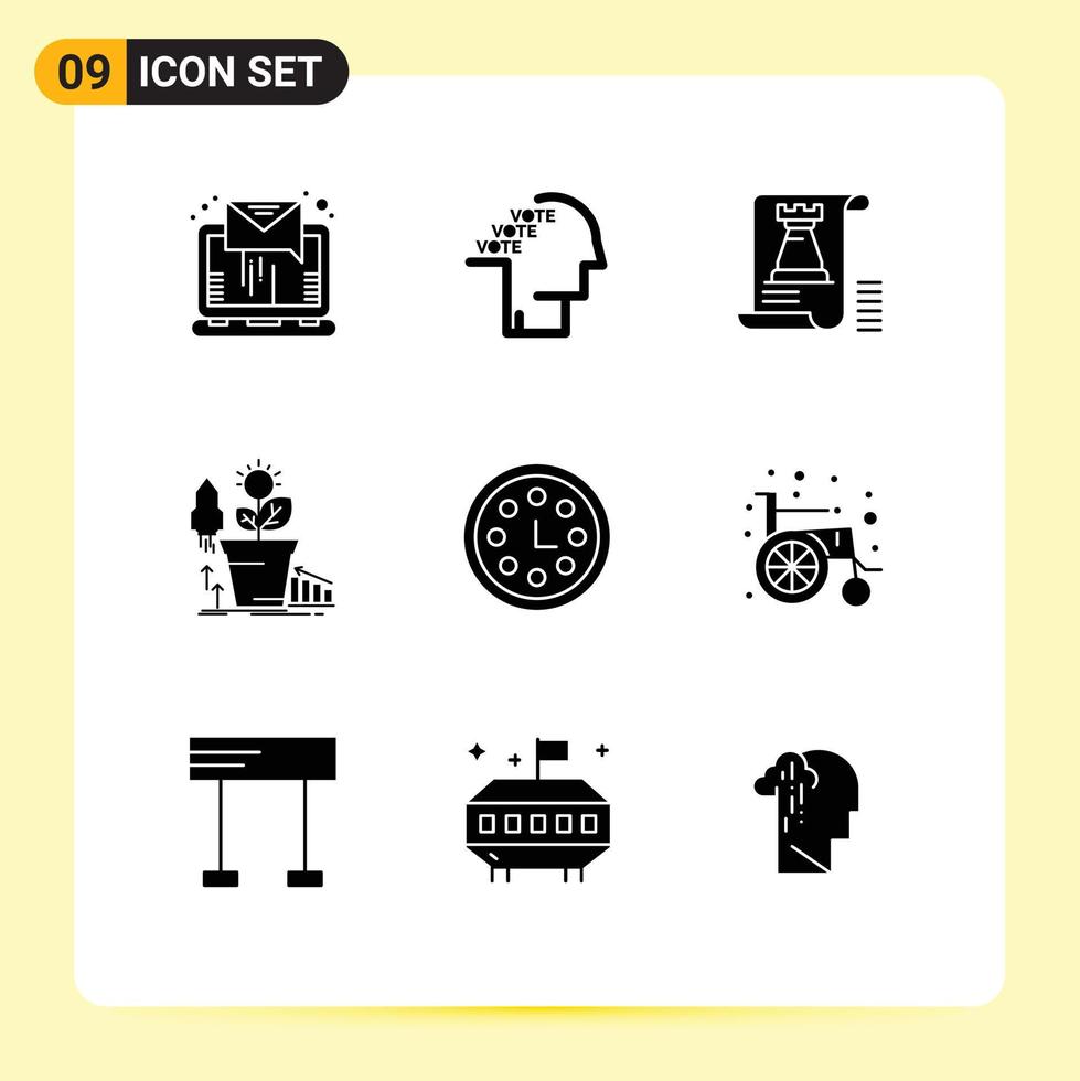 Set of 9 Vector Solid Glyphs on Grid for money financial speech finance planning Editable Vector Design Elements