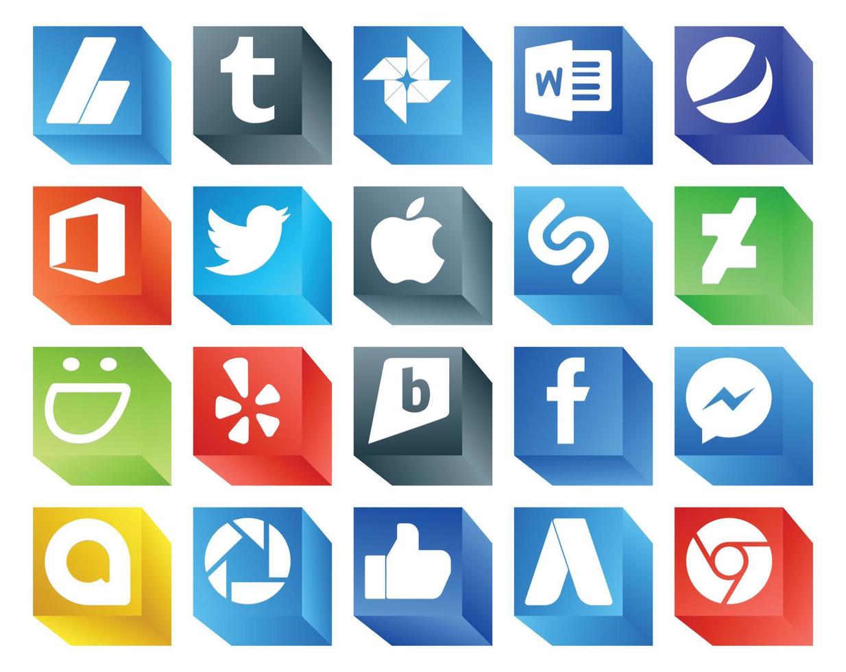 20 Social Media Icon Pack Including google allo facebook tweet brightkite smugmug vector