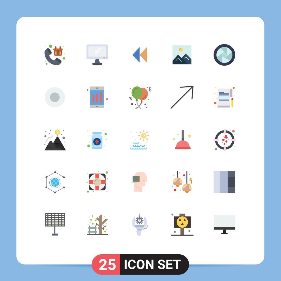 Set of 25 Vector Flat Colors on Grid for education picture imac frame revind Editable Vector Design Elements