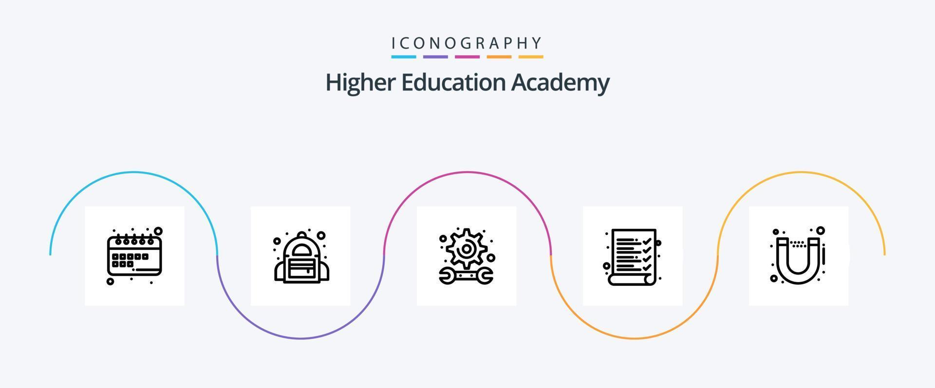 Academy Line 5 Icon Pack Including study. magnet. academy. survey. audit vector