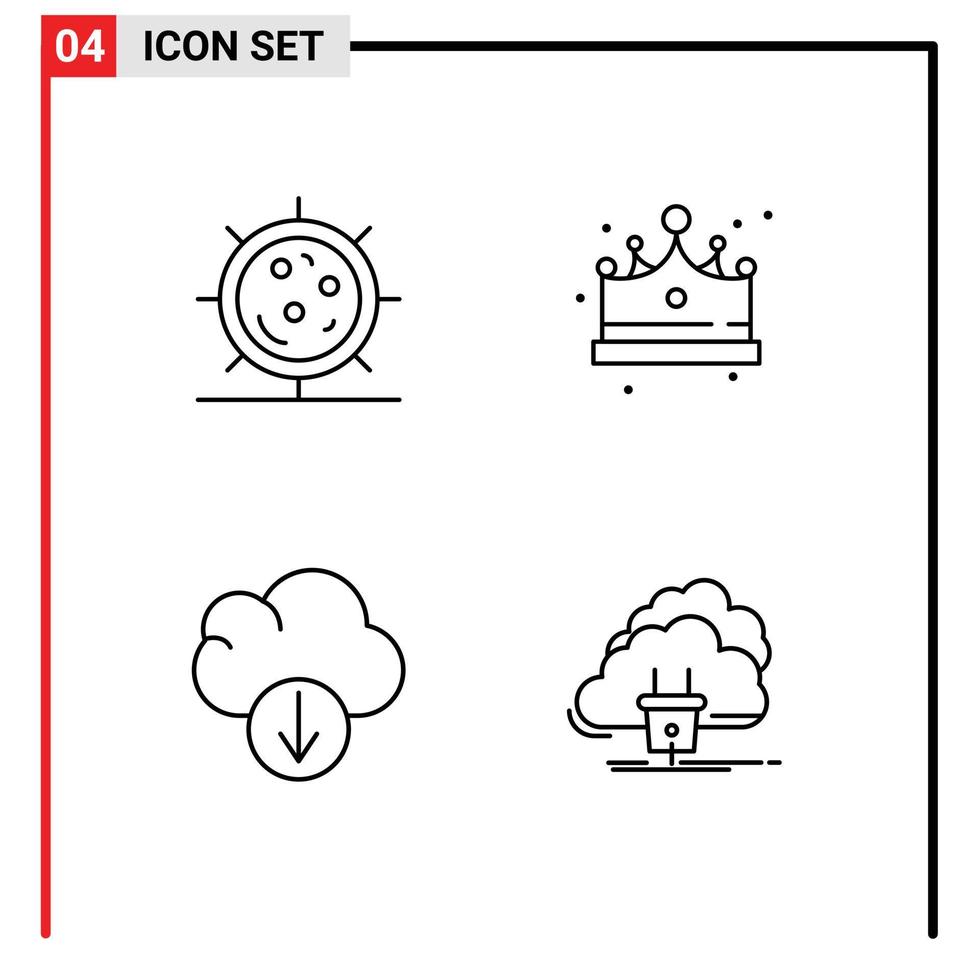 Mobile Interface Line Set of 4 Pictograms of disease cloud health fashion download Editable Vector Design Elements