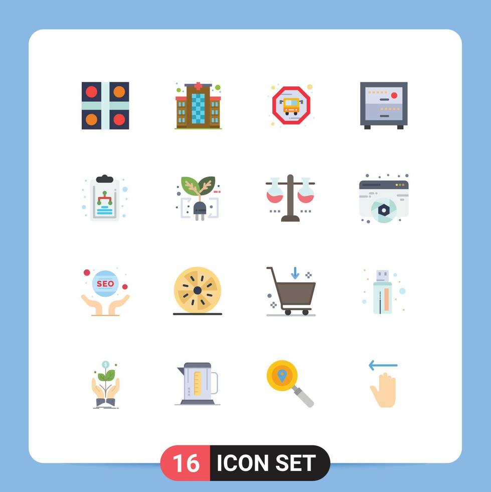 Group of 16 Modern Flat Colors Set for ecology diagram care chart office Editable Pack of Creative Vector Design Elements