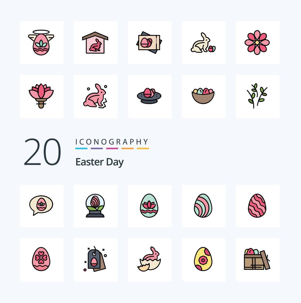 20 Easter Line Filled Color icon Pack like easter spring easter egg nature egg vector