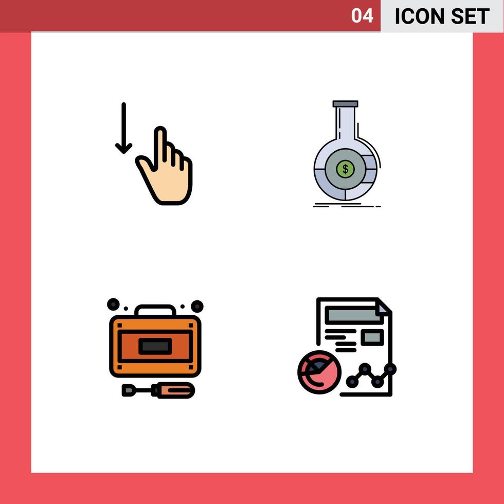 4 Creative Icons Modern Signs and Symbols of down financial gestures analytics recuperation Editable Vector Design Elements