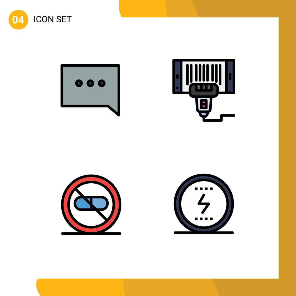 4 User Interface Filledline Flat Color Pack of modern Signs and Symbols of bubble clinic barcode scan hospital Editable Vector Design Elements