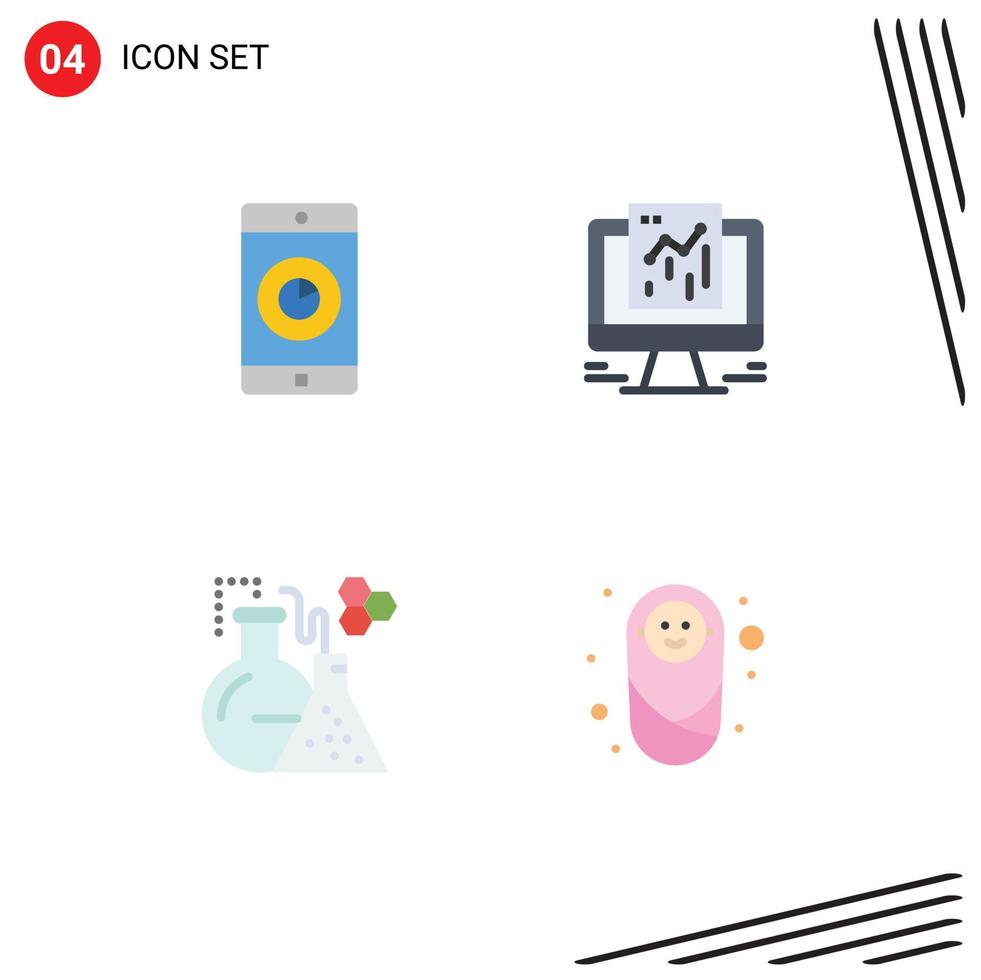 4 Creative Icons Modern Signs and Symbols of application lab time google tube Editable Vector Design Elements