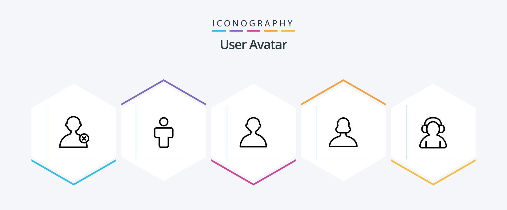 User 25 Line icon pack including man. avatar. user. user. vector