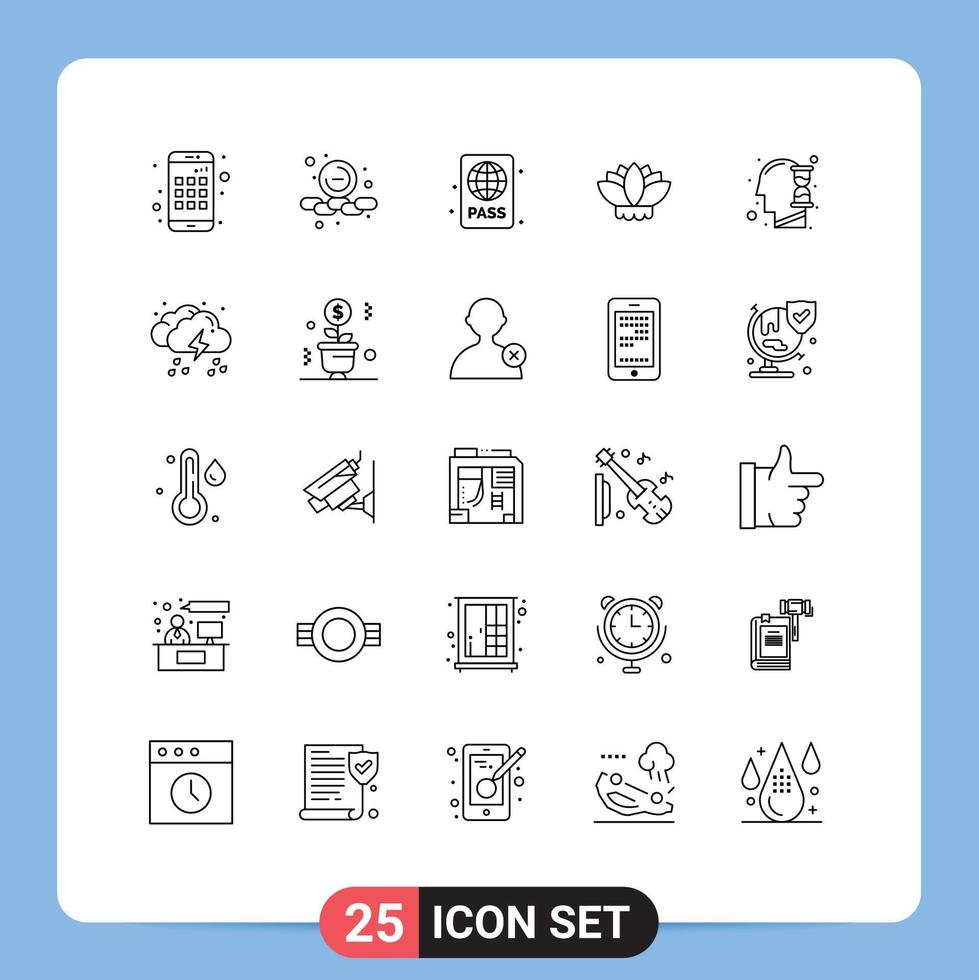 25 Creative Icons Modern Signs and Symbols of time human diving instructor chinese flower Editable Vector Design Elements