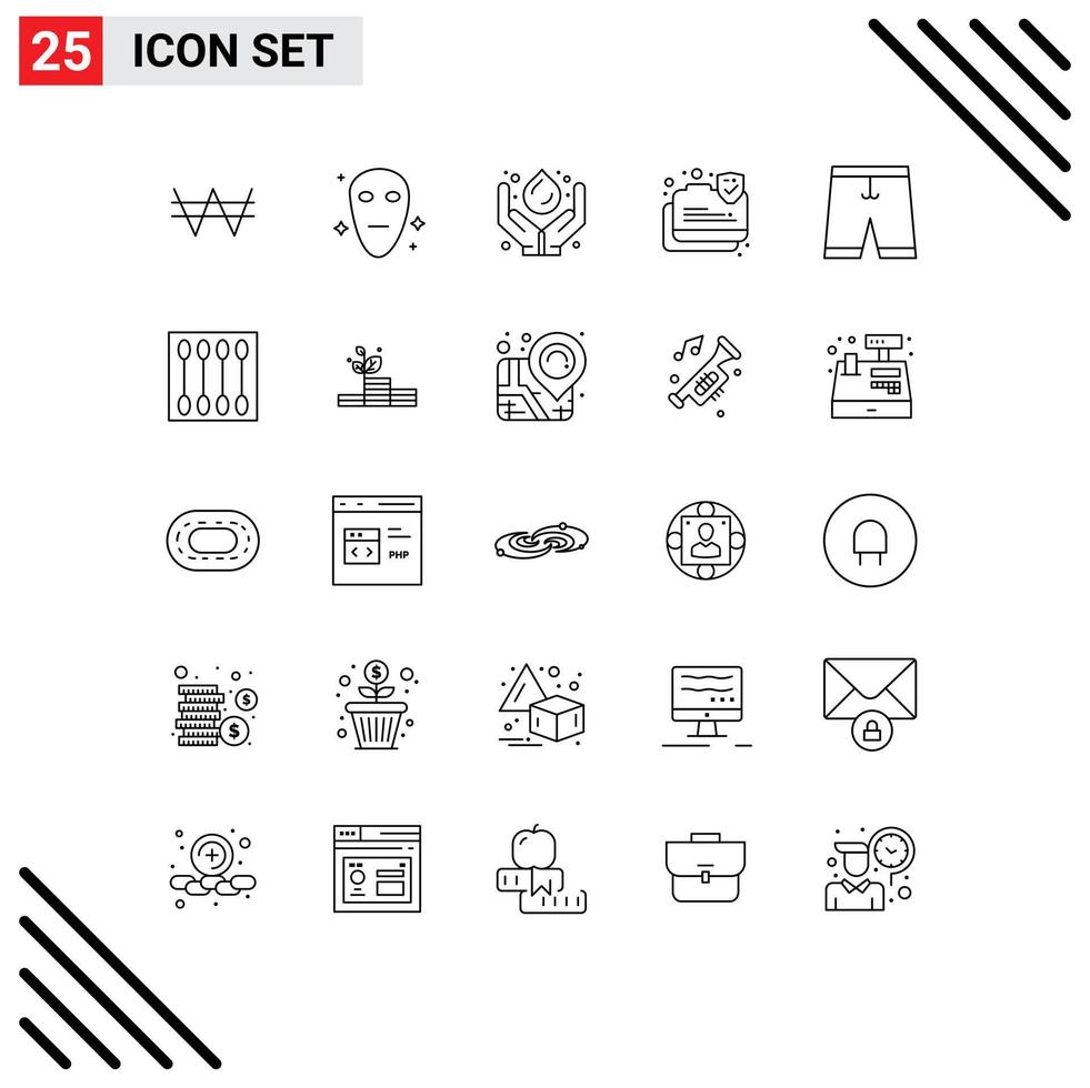 25 Creative Icons Modern Signs and Symbols of clothing accessories medicine secure data secure Editable Vector Design Elements