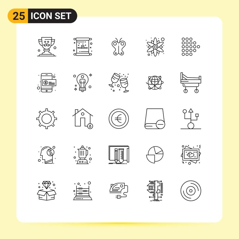 User Interface Pack of 25 Basic Lines of right sun flower page flower nature Editable Vector Design Elements