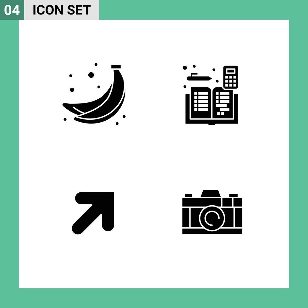 Modern Set of Solid Glyphs Pictograph of banana up accounting accounts camera Editable Vector Design Elements