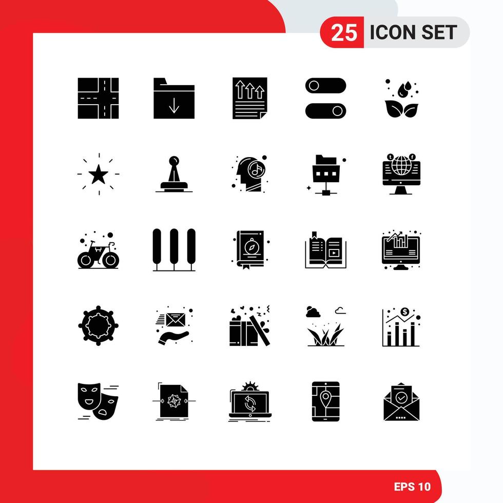 Solid Glyph Pack of 25 Universal Symbols of favorite leaf report droop earth Editable Vector Design Elements