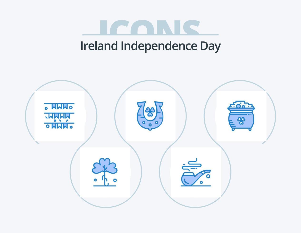 Irlanda independencia día azul icono paquete 5 5 icono diseño. trébol. herradura. bandera. dorado. irlandesa vector