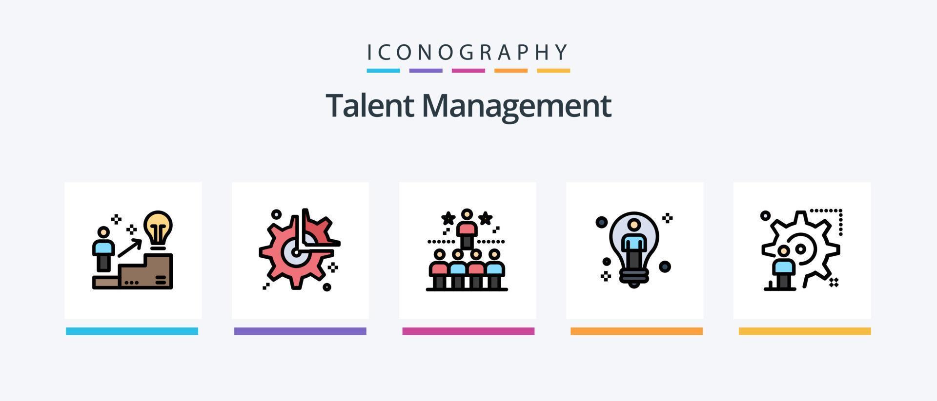 Talent Management Line Filled 5 Icon Pack Including solution. bulb. break. solution. cog. Creative Icons Design vector
