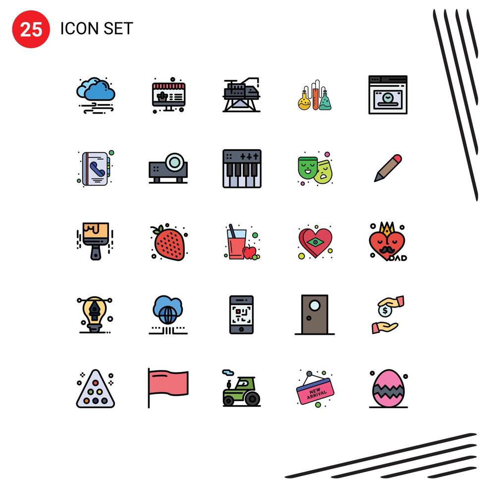 25 Filled line Flat Color concept for Websites Mobile and Apps webpage web engineering science dope Editable Vector Design Elements