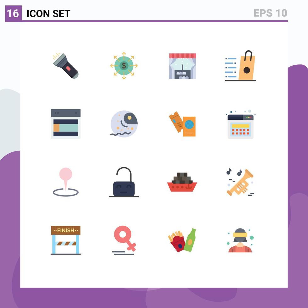 16 Creative Icons Modern Signs and Symbols of layout shopping building shop buy Editable Pack of Creative Vector Design Elements