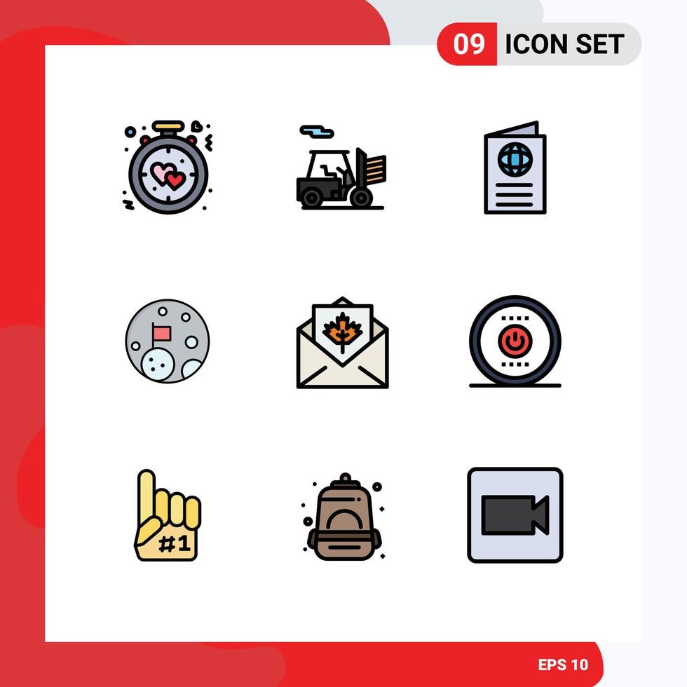 9 Universal Filledline Flat Colors Set for Web and Mobile Applications card space card flag travel Editable Vector Design Elements