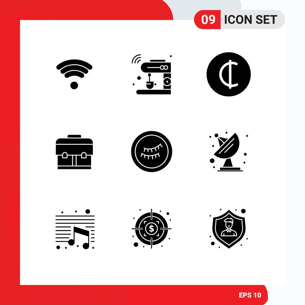 Stock Vector Icon Pack of 9 Line Signs and Symbols for communication sleep cedis eye education Editable Vector Design Elements