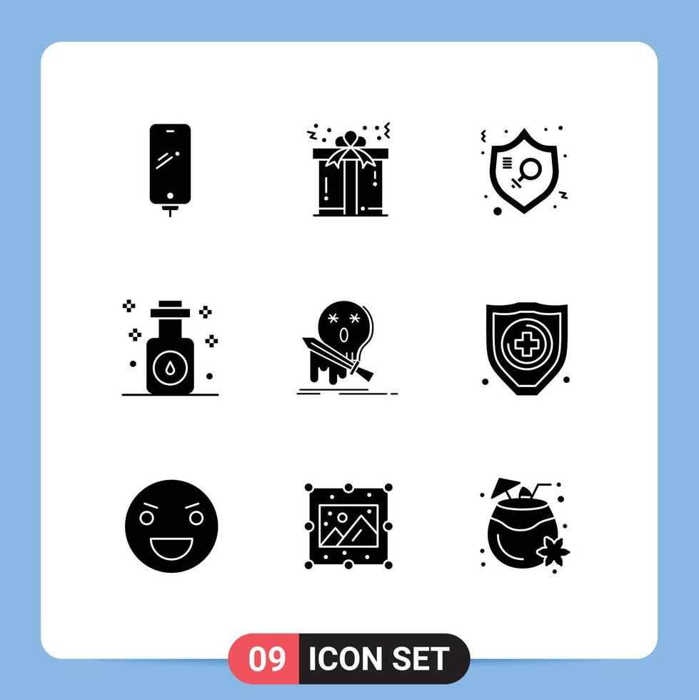 9 Thematic Vector Solid Glyphs and Editable Symbols of spa massage love aromatherapy protection Editable Vector Design Elements