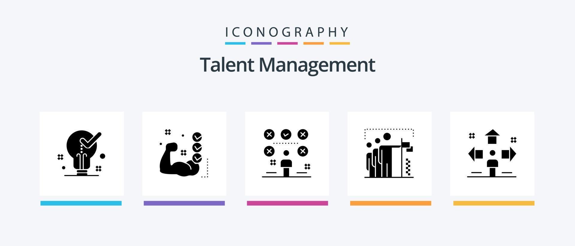 Talent Management Glyph 5 Icon Pack Including win. flag. routine. exams. man. Creative Icons Design vector