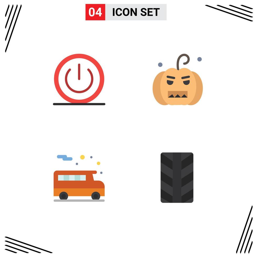 Universal Icon Symbols Group of 4 Modern Flat Icons of basic bus power halloween transportation Editable Vector Design Elements