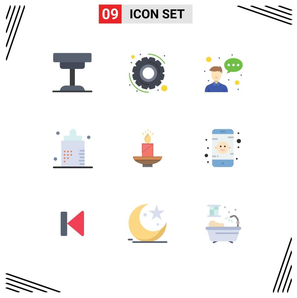 Set of 9 Modern UI Icons Symbols Signs for candle fitness avatar disease baby Editable Vector Design Elements