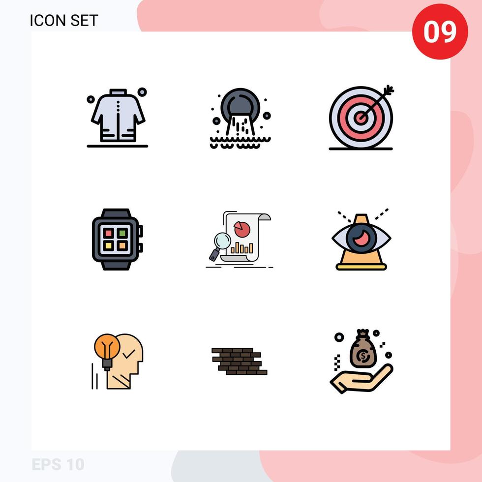 User Interface Pack of 9 Basic Filledline Flat Colors of technology home sewage electronic marketing Editable Vector Design Elements
