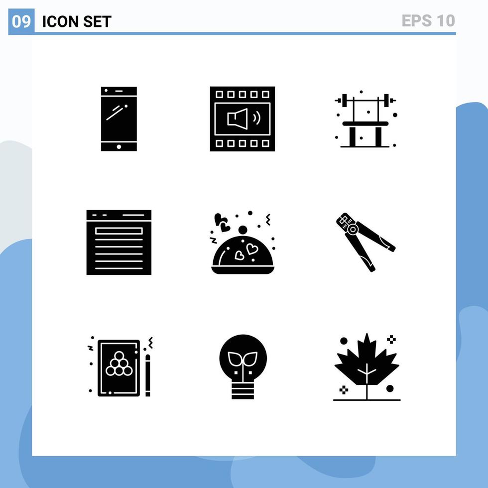 Set of 9 Modern UI Icons Symbols Signs for search find speaker add fitness Editable Vector Design Elements