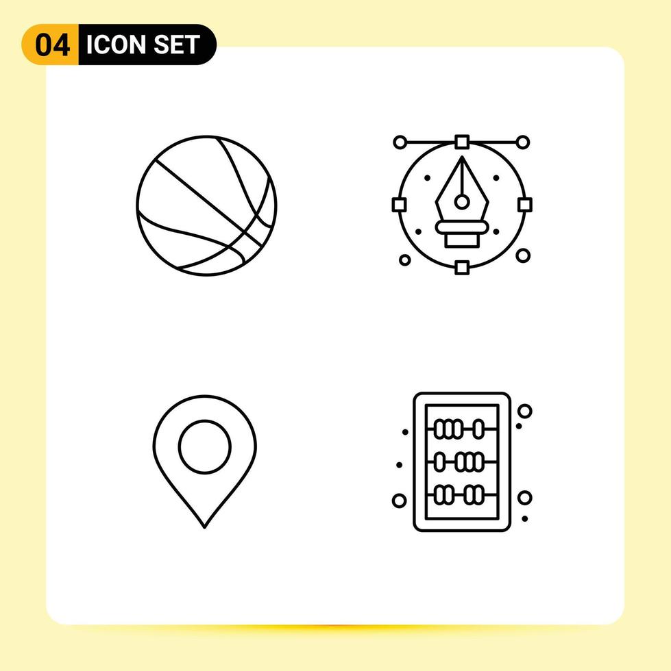 4 Creative Icons Modern Signs and Symbols of education marker art pen abacus Editable Vector Design Elements